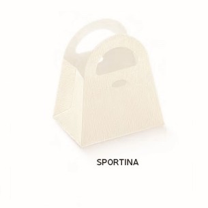 Scatola Confetti tipo SPORTINA seta Bianco 8x6xh9 cm 20 pz art 14049