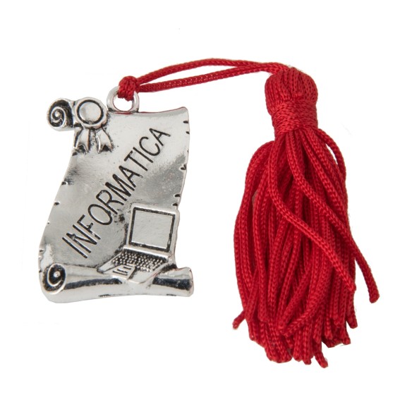 Ciondolo pergamena laurea INFORMATICA decorazione bomboniera 4 x h 3 cm Confezione 12 pz art 11963