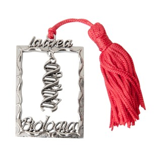 Bomboniera Decorazione Ciondolo LAUREA in Zama BIOLOGIA 5,5 cm confezione 12 pz art 12A036