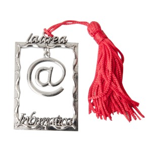 Bomboniera Decorazione Ciondolo LAUREA in Zama INFORMATICA 5,5 cm confezione 12 pz art 12A040