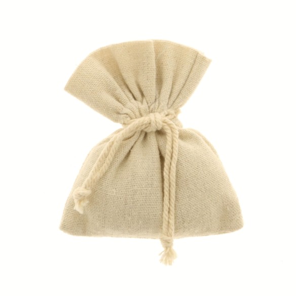 Sacchetto sacco in Tessuto Cotone Beige Naturale  9 x h 11 cm set 12 pz art C1689