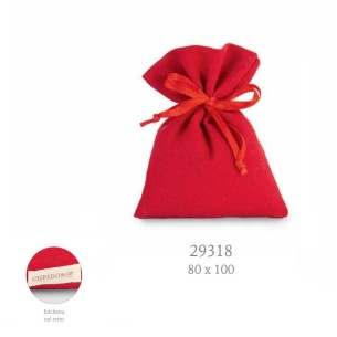 Bomboniera Sacchetto porta confetti in tessuto Rosso confezione 8 x h 10 cm 12 pz art 29318