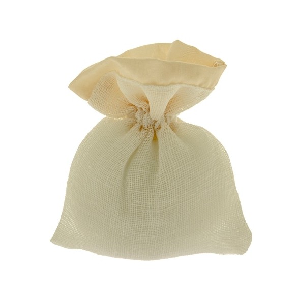 Bomboniera Sacchetto porta confetti in tessuto Avorio misura 10 x h 12 cm Confezione 12 pz art C2510