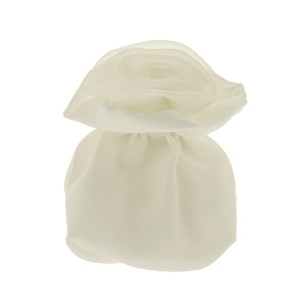Bomboniera Sacchetto Confetti in tessuto Crema con chiusura a ROSA 10 cm Confezione 12 pz art C2543