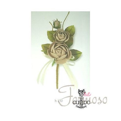 Pick 2 rose con bocciolo juta decorazione Bomboniera h 150 mm 12 pz art 57756