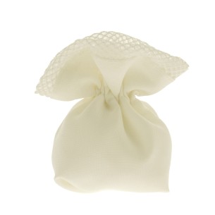 Bomboniera Sacchetto confetti in tessuto Bianco base quadrata 10 cm  Matrimonio Wedding set  12 pz art C2343