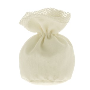 Bomboniera Sacchetto confetti in tessuto Bianco base tonda 10 cm  Matrimonio Wedding set  12 pz art C2342