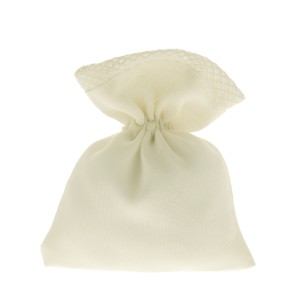 Bomboniera Sacchetto confetti in tessuto Bianco 10 x 12 cm  Matrimonio Wedding set  12 pz art C2341