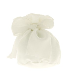 Bomboniera Sacchetto confetti in tessuto Color Bianco con Fiocco 10 cm  Matrimonio Wedding confezione 12 pz art C2355