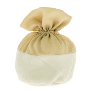 Bomboniera Sacchetto Confetti tessuto BIANCO e BEIGE 10 cm Confezione 12 pz art C2394