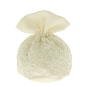 Bomboniera Sacchetto Confetti tessuto e ricamo BIANCO 10 cm Confezione 12 pz art C2398