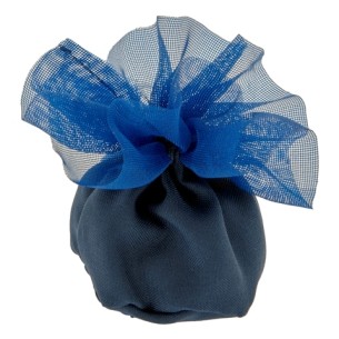 Bomboniera Sacchetto Confetti TONDO in tessuto Blu con Ciuffo 10 cm Confezione 12 pz art C2586