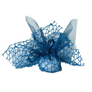 Bomboniera Sacchetto quadrato porta confetti Velo con rete con Tirante in organza Blu 25 x 25 cm Confezione 10 pz art C1208