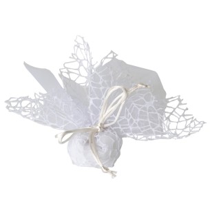 Bomboniera Sacchetto quadrato porta confetti Velo con rete con Tirante in organza Bianco 25 x 25 cm Confezione 10 pz art C1201