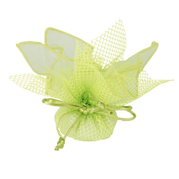 Bomboniera Sacchetto porta confetti Velo con bordo con Tirante in organza VERDE e rete  D 30 cm Confezione 25 pz art C2148