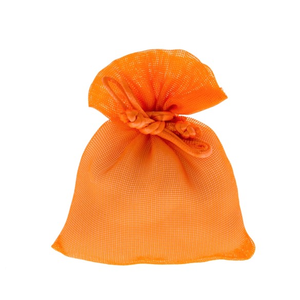 Bomboniera Sacchetto confetti in tessuto ARANCIO Organza 10 x h 12 cm Matrimonio Wedding set  10 pz art C2433