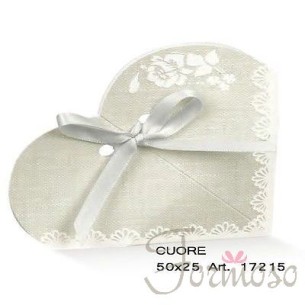 Scatola cuore modello rose porta confetti bomboniera 5 x 2,5 cm 27 pz art 17215