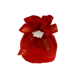 Bomboniera Sacchetto Tondo confetti in tessuto Rosso con cappello laurea gesso h10 cm  Confezione 12 pz art C2117