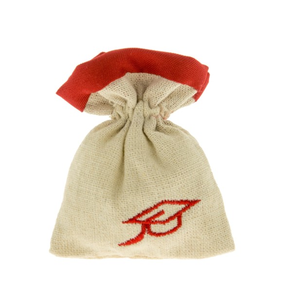 Bomboniera Sacchetto in tessuto con Tocco Laurea 10 x h 12 cm Bianco Rosso confezione 12 pz art C2320