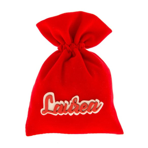 Bomboniera Sacchetto in tessuto con Scritta Laurea10 x h 14 cm Bianco Rosso confezione 12 pz art C2328