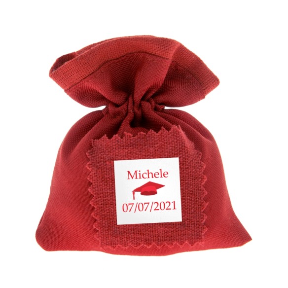 Bomboniera Sacchetto porta confetti in tessuto cotone ROSSO PERSONALIZZABILE 10 x h 12 cm Confezione 12 pz art C2329