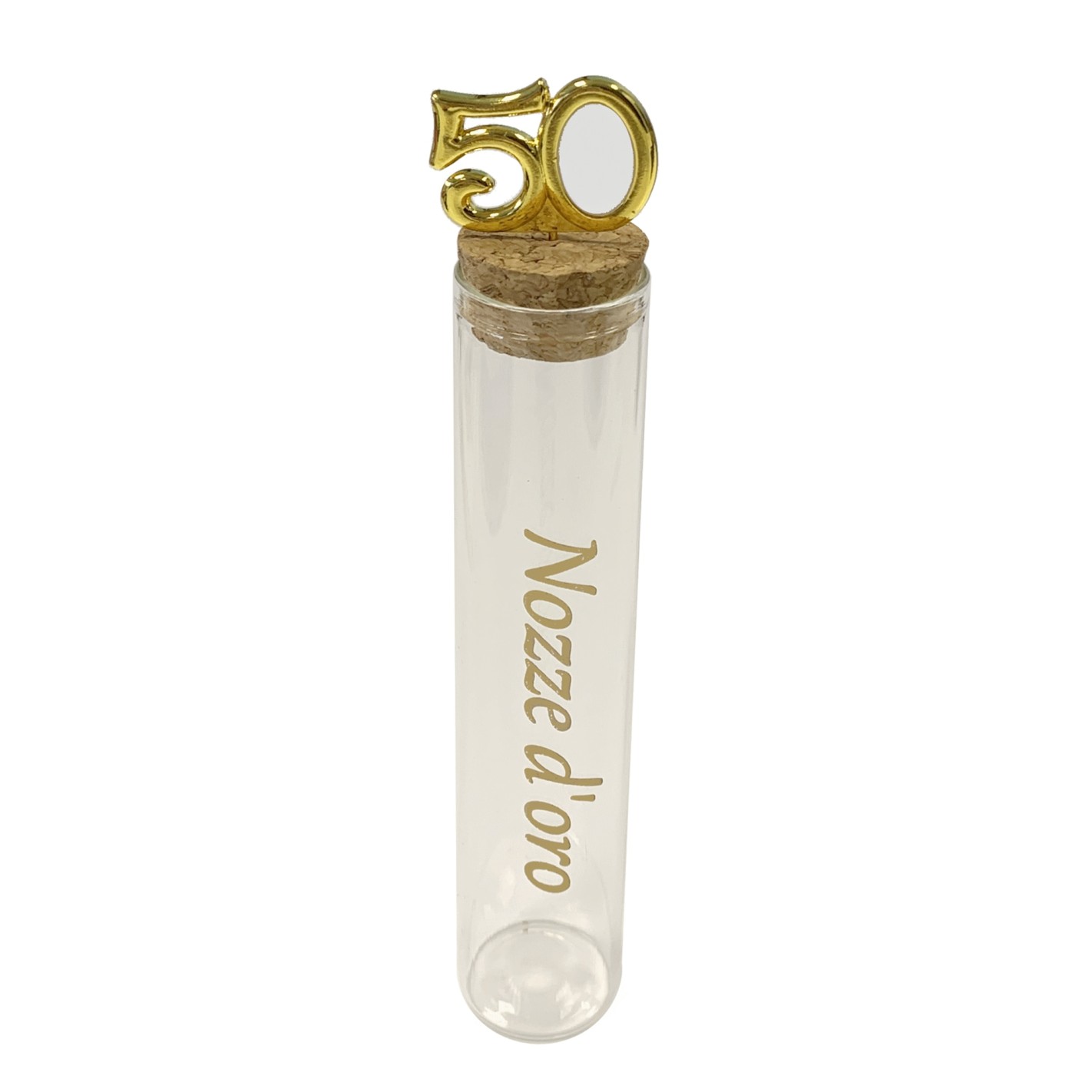 Bomboniera Fiala provetta vetro confetti inserto numero 50 esimo Matrimonio  Anniversario h 15 cm Conf 6 pezzi pz art 12A014