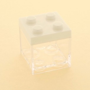 Bomboniera Scatola plexiglass porta confetti Mattoncino Costruzioni Bianco 5 x 5 cm 12 pz Art SC310