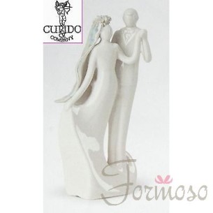 Bomboniera Decorazione Sposi in porcellana bianca  h 15 cm Matrimonio - art 56014