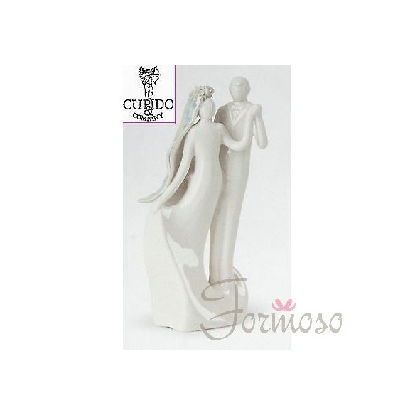 Bomboniera Decorazione Sposi in porcellana bianca  h 15 cm Matrimonio - art 56014