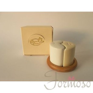 Set sale e pepe porcellana bianca panna tondo 80xh50 bomboniera art 02776