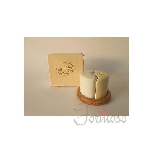 Set sale e pepe porcellana bianca panna tondo 80xh50 bomboniera art 02776