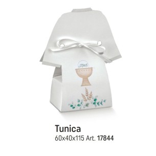 Scatola bomboniera tipo TUNICA bianca con inserto Calice COMUNIONE 6 x 4 x h 11,5 cm Confezione 200 pz art 17844C