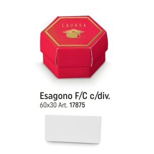 Scatola bomboniera tipo ESAGONO Lino Rosso con inserto Cappello Tocco LAUREA 6 x h 3 cm Confezione 10 pz art 17875C