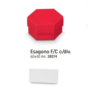 Scatola bomboniera confetti tipo Esagono Lino Rosso con divisori 6 x h 4 cm set 10 pz art 38074C