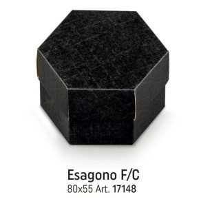 Scatola bomboniera confetti tipo Esagono Seta Nero con divisori 8 x h 5,5 cm set 10 pz art 17148C