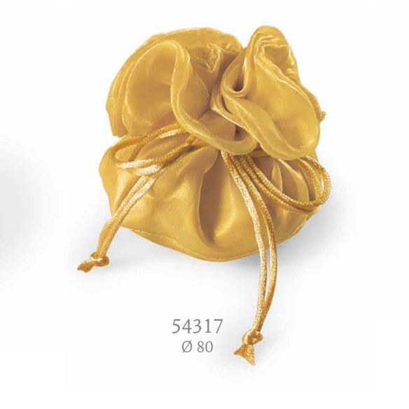 Bomboniera Sacchetto TONDO per confetti in tessuto GIALLO D 8 cm Confezione 100 pz art 54317