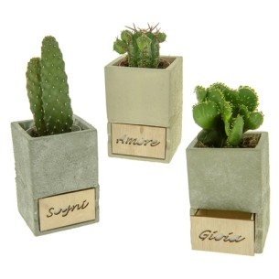 Bomboniera Porta Pianta in Terracotta colore Grigio 7 x h 10 cm set 3 pz Art 02A100