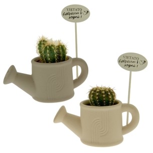 Bomboniera Porta Pianta in Porcellana a forma di ANNAFIATOIO Beige 14 x h 7 cm set 2 pz Art 02A104