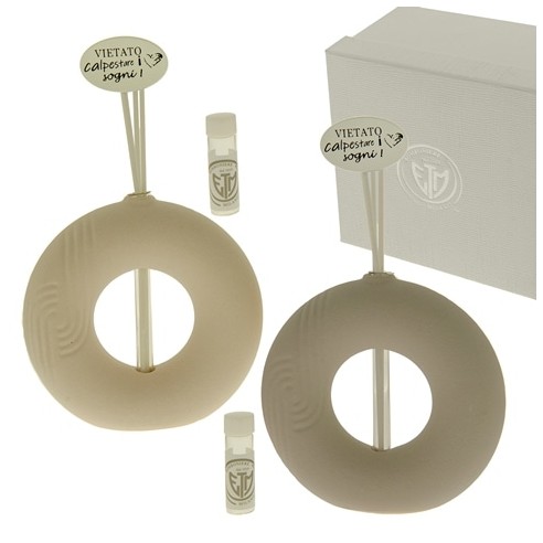 Bomboniera Profumatore Diffusore in Porcellana Tondo Beige 10 x h 10 cm set 2 pz Art 02A105